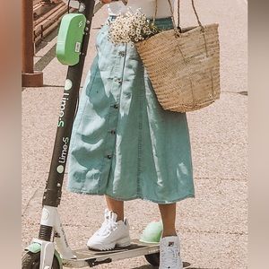 Zara button up midi skirt